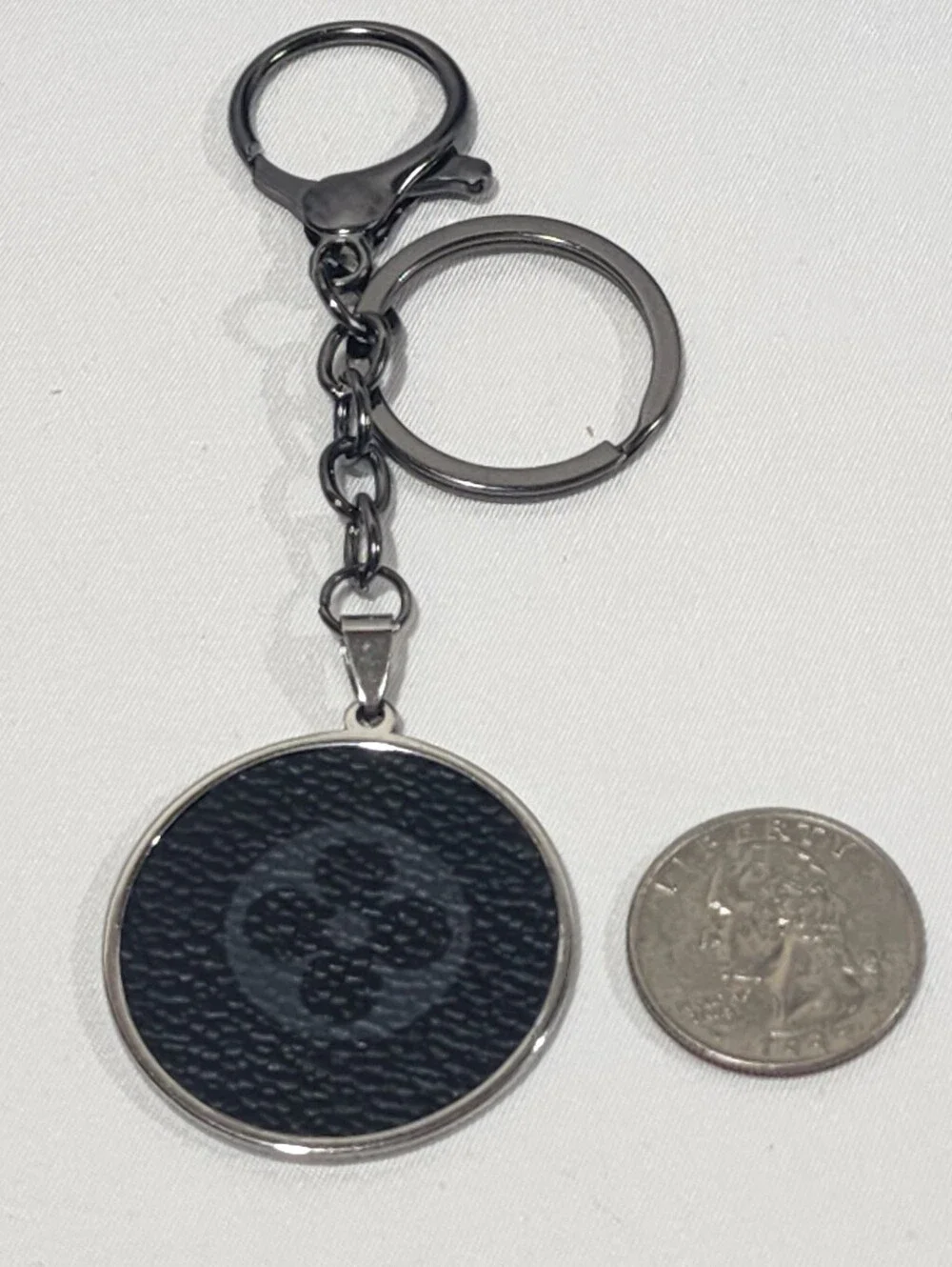 Black Round Black Louis Vuitton Monogram Eclipse Canvas Gunmetal Keychain